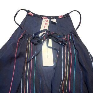 NWT Dolan Left Coast Collection Navy Striped Halter Jumpsuit Women's Size L